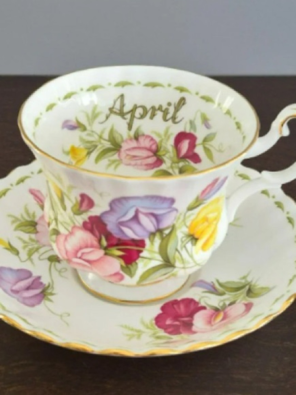 April Floral Bone China Teacup and Saucer - Multicolor